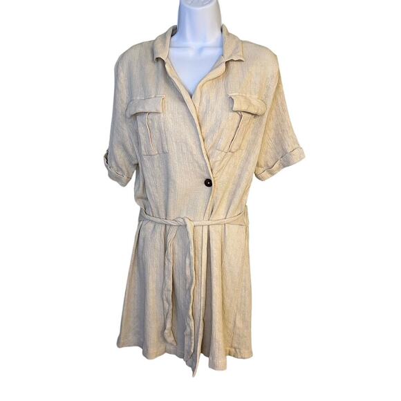 Free People Clementine Linen Blend Mini Dress Coastal Cowgirl Boho Chic Resort - Picture 4 of 9
